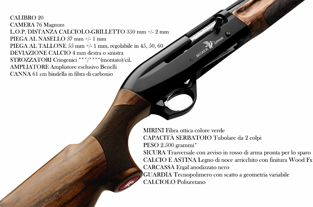 benelli beccaccia supreme calibro 20 caccia