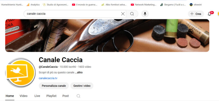 YOUTUBE: CANALE CACCIA RAGGIUNGE I 10.000 ISCRITTI